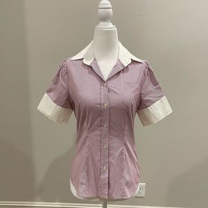 The Limited candy striped short sleeve button down shirt ❤️ 🤍